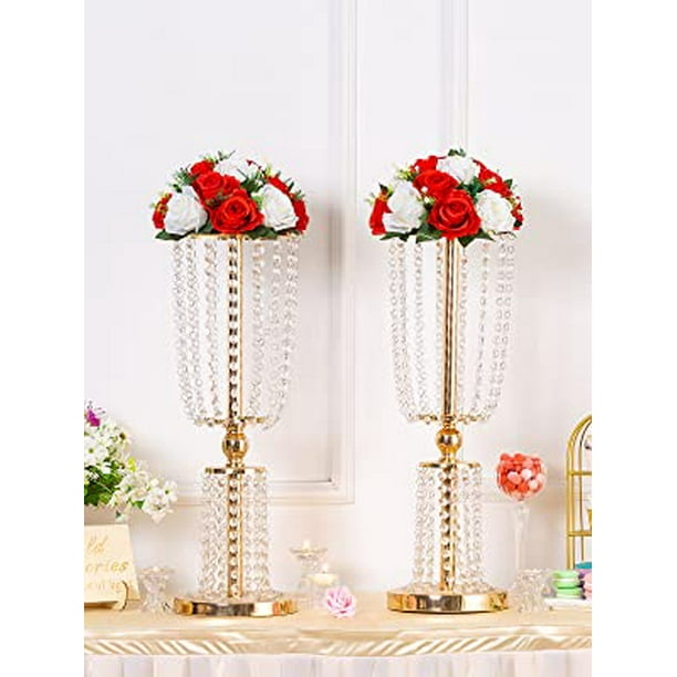Crystal Metal Centerpiece Vase 2 Pcs 23.75 inches Tall Flower