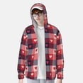 thumbnail image 2 of Fotbe Heart Plaid Chaqueta con Protección Solar UPF 50+ para Hombre y Mujer, Camisa con Capucha y Bolsillos-XX-Large, 2 of 7