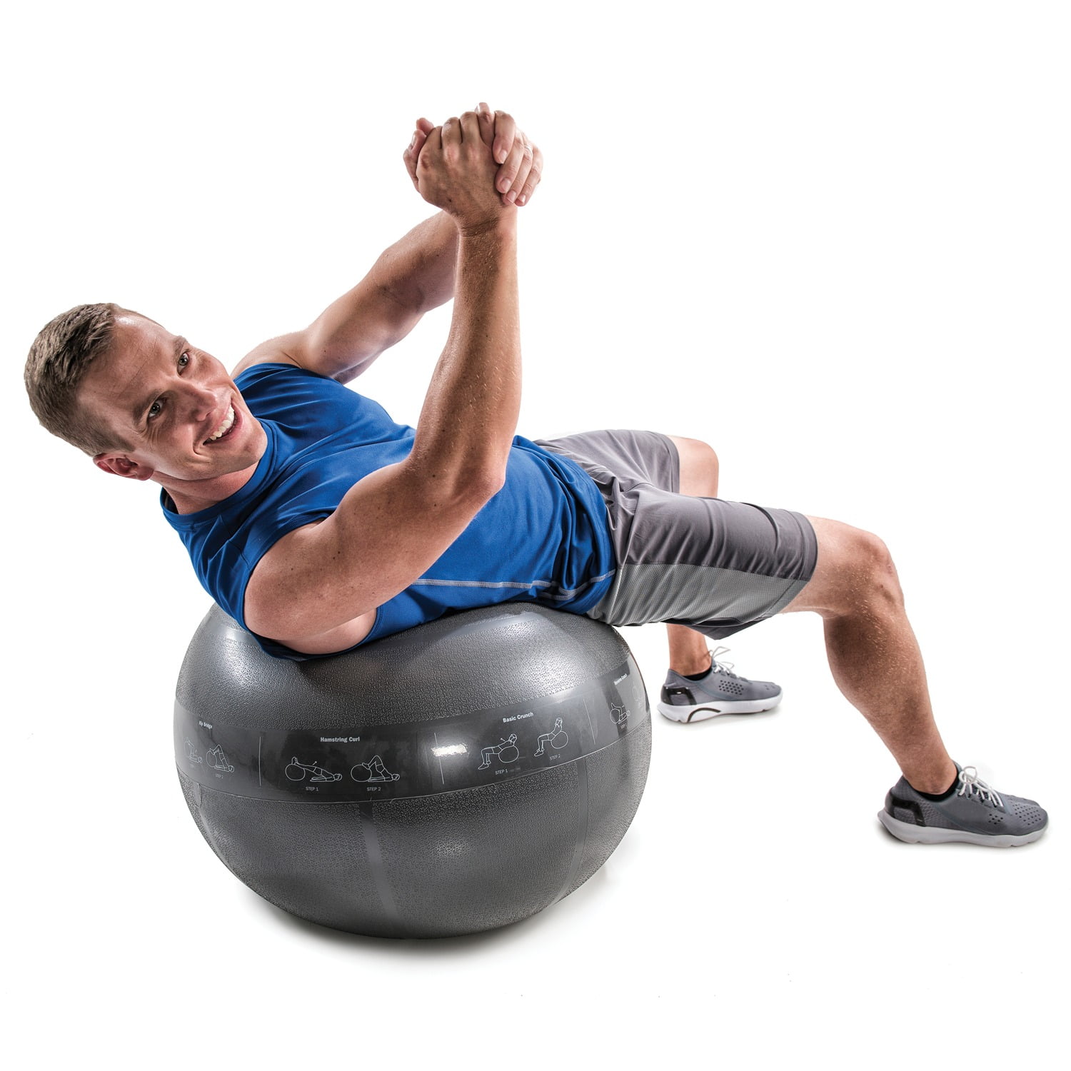 GoFit Pro Grade 75 cm Stability Guide Ball with Pump, Silver, GF-75PRO
