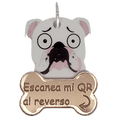 thumbnail image 1 of Placa DE Identificación Inteligente TQR BY FAKIRGEEK para Mascotas QR Perro Gato Bulldog Ingles Rosa Blanco, 1 of 9
