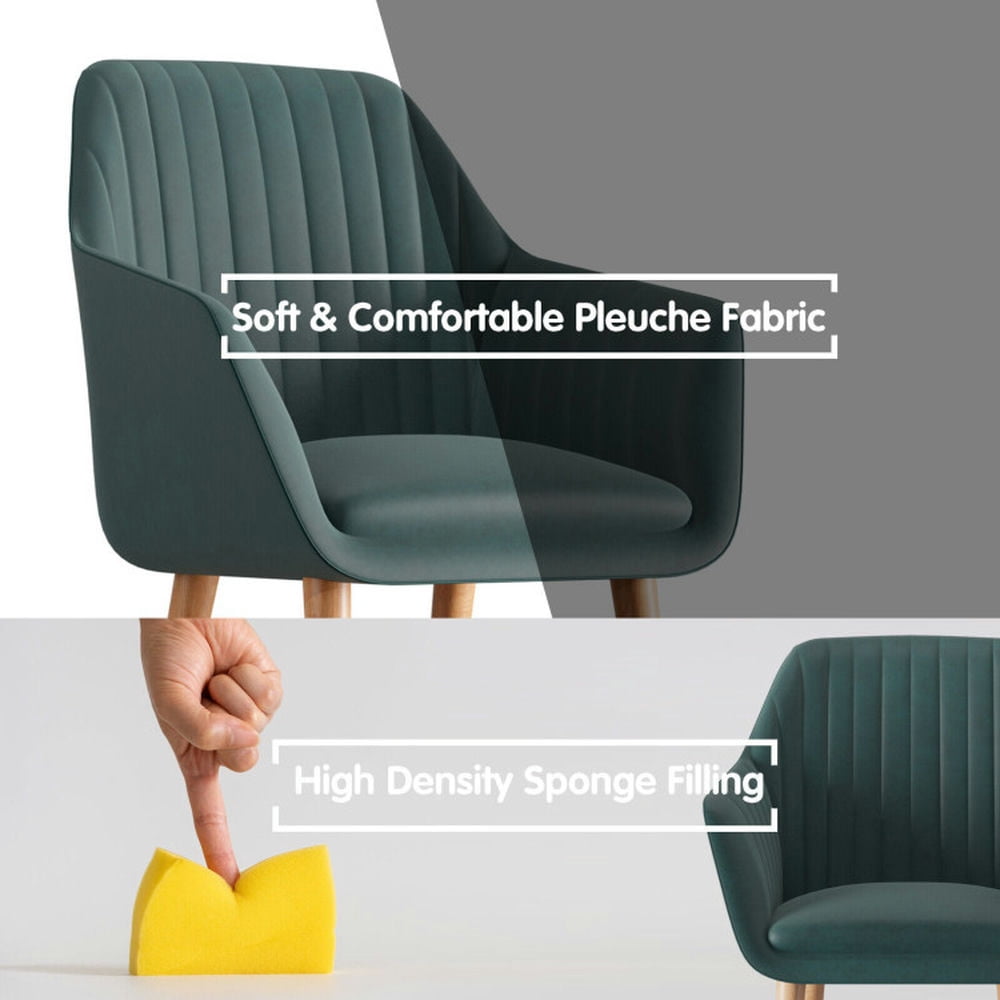 Demi Bonn Set of 2 Upholstered Dining Chairs with Soft Padded Cushion for Dining Room Living Room, Green