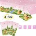 thumbnail image 2 of 3PCS Pink Winnie Baby Shower Tablecloth Classic Pooh Party Table Cloth for Girl Disposable Plastic Table Cover First Birthday Gender Reveal Supplies（54x108in）, 2 of 5