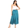 thumbnail image 5 of Sakkas Olivia Womens Maxi Bohemian Gypsy Long Skirt With Elastic Waist and Lace - Turquoise - One Size, 5 of 5