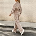 thumbnail image 6 of Women's Zip Up Cropped Jacket 2 Piece Loungewear Soft Velour Top Wide Leg Pants Sets with Pockets Loose Casual Tracksuit Y2K Streetwear Khaki, 6 of 7