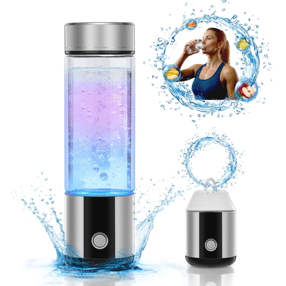 Hydrogen Water Bottle with Portable Hang-On Lid, Up to 6000 PPB, Screws onto Any Standard Water Bottle for On-the-Go Hydration, FDA Food-Grade & FCC Certified,  Outdoor