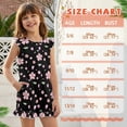 thumbnail image 6 of ZIATUBLES Flower Black Print Girls Summer Romper Kids Button Ruffle Trim Elastic Waist Short Jumpsuit Outfit Round Neck Playsuit Clothes with Pockets for 11-12 Y, 6 of 6