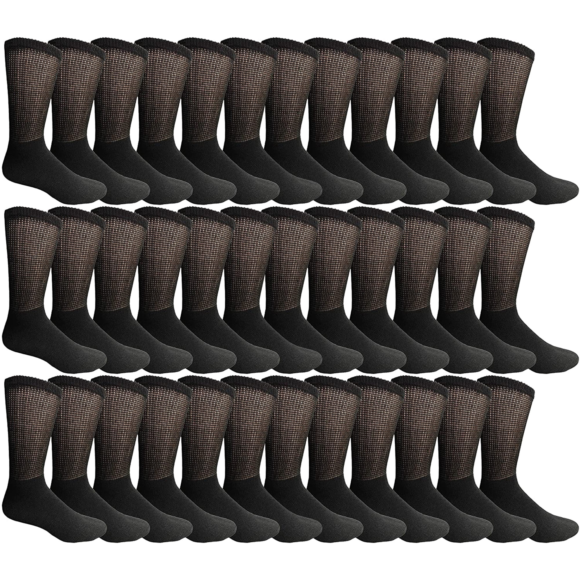 Yacht & Smith King Size Cotton Diabetic Crew & Ankle Socks, Loose Fit Top Non-Binding Medical Socks