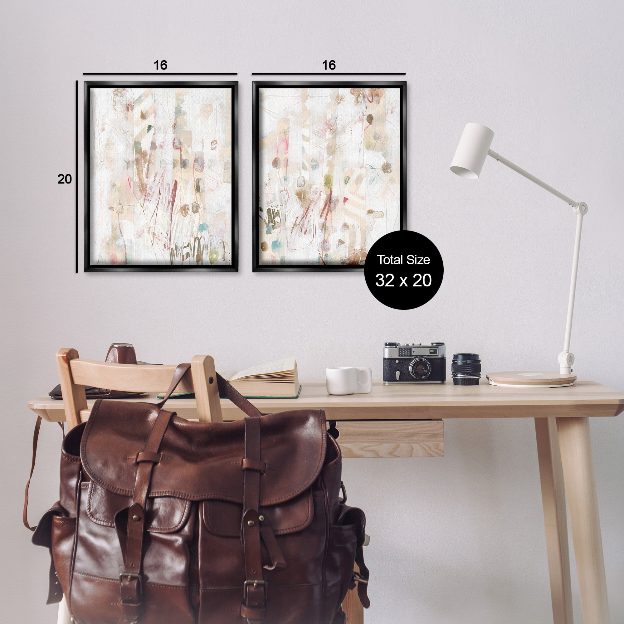 Stupell Industries Subtle Chaotic Patterns Abstract Painting Black Floater Framed Canvas Art Print Wall Art, 17 x 21, Set of 2