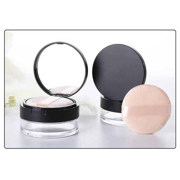 LITINKIMI 1Pc Compact Black Makeup Powder Container Durable Case with Mesh for Easy Carry