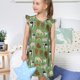 thumbnail image 4 of Balery Cows And Calves Camisón de princesa para niñas, pijama de algodón con mangas abullonadas, suave y bonito.-Small, 4 of 6