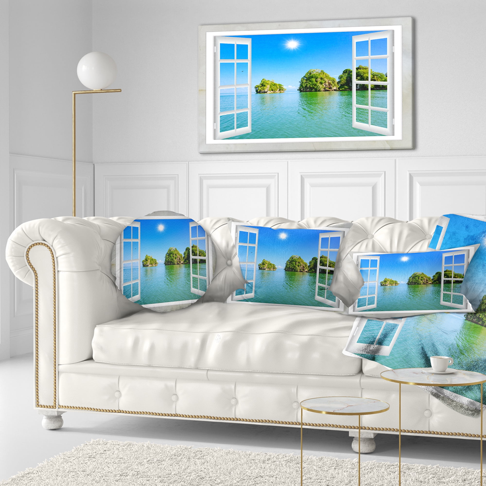 Designart 12" x 20" Blue Polyester Throw Pillow
