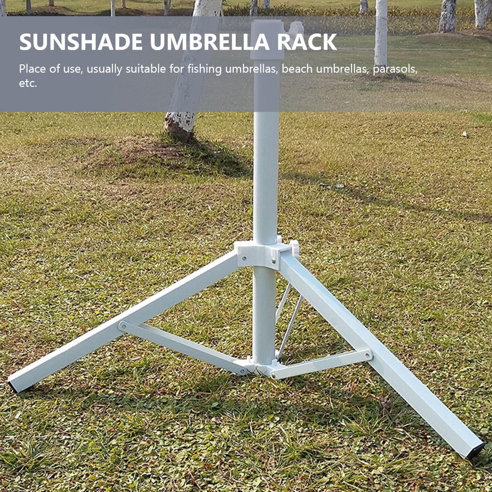 IBASETOY Durable White Iron Garden Umbrella Stand with Adjustable Screw for Stable Patio and