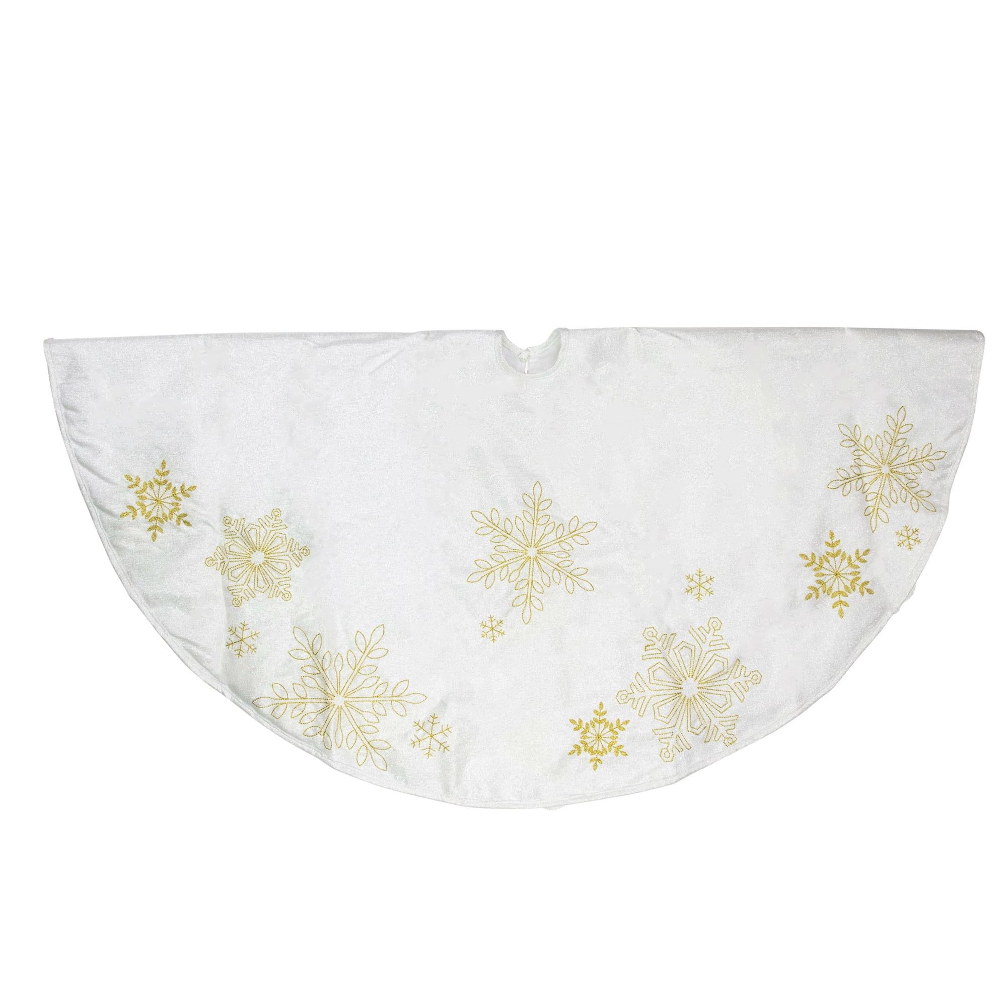 Northlight 48" White with Gold Embroidered Snowflakes Christmas Tree Skirt