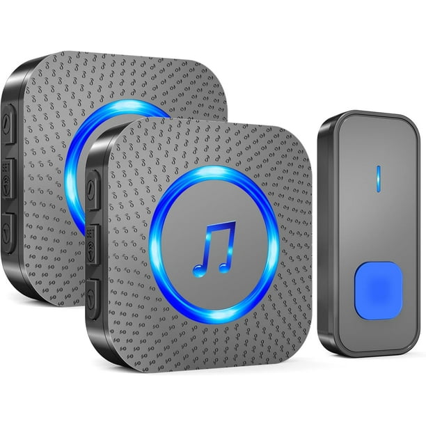 Timbre inalámbrico para exteriores, resistente al agua, alcance de 400 m, timbre para puerta de entrada con 2 receptores
