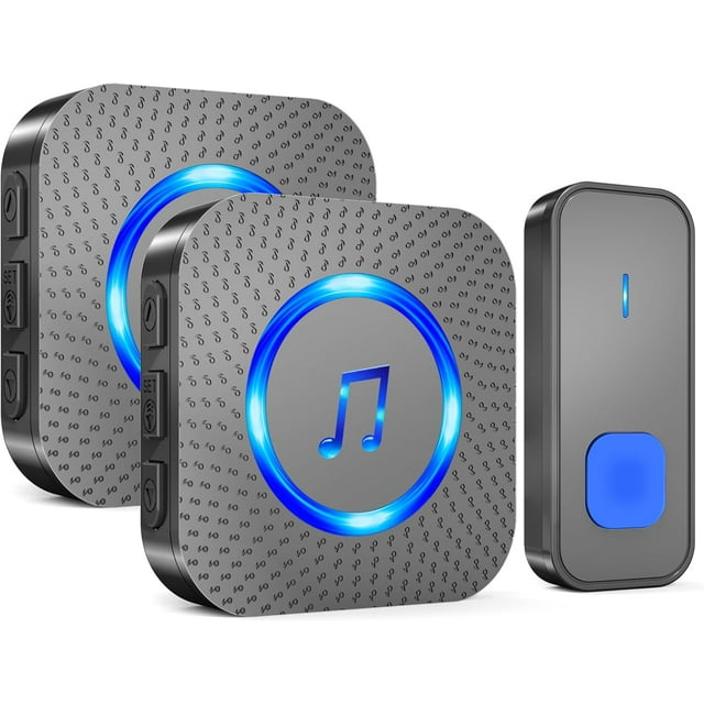 Timbre inalámbrico para exteriores, resistente al agua, alcance de 400 m, timbre para puerta de entrada con 2 receptores