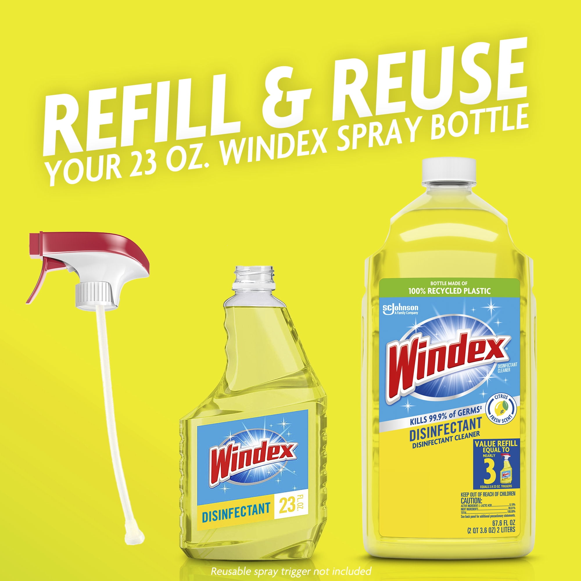 Windex Disinfectant Cleaner, 67.6 fl oz, Multi-Surface Citrus
