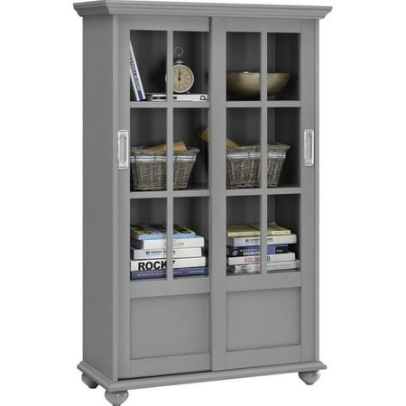 Altra Furniture Aaron Lane 4 Shelf Glass Door Bookcase In Soft