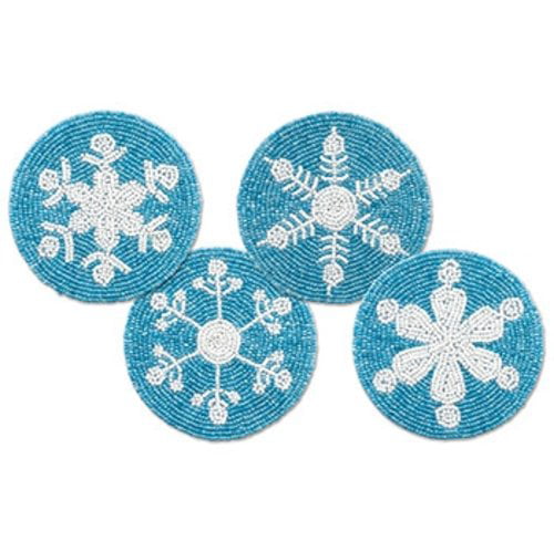 Set of 4 NOVICA TWE0284 Diamond Snowflakes Cotton Batik Coasters 