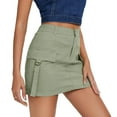 thumbnail image 4 of Aayomet Winter Skirts for Women Button Mini Cargo Skirt With Pocket A Line Skirt (Green, XL), 4 of 5