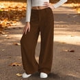 thumbnail image 2 of Xyant Teen Girls Corduroy Wide Leg Pants Kids Baggy Straight Adjustable High Waist Trousers Uniform Pants for Girls (Coffee,7-8 Years), 2 of 9