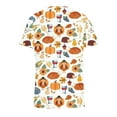 thumbnail image 4 of DDAPJ pyju Womens Thanksgiving Scrub Tops Clearance Sales,Pumpkin Turkey Print Short Sleeve V Neck Nursing Scrubs Holiday Breathable Stretchy Working Uniform with Pockets, 4 of 5