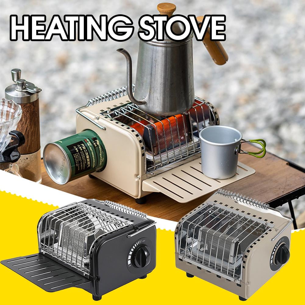 Portable Heater Camping Stove, Adjustable Temperature Outdoor Camping Heating Cooking Stove with Insulated Shelf & Handle, 3 in 1 Hands Warmer Equipment for Tent, Fishing, Hiking