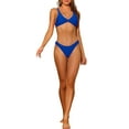 thumbnail image 1 of Conjuntos de bikini de 2 piezas para mujer, con nudo cruzado y tirantes ajustables, traje de baño de color azul real, 1 of 5