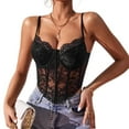 thumbnail image 4 of yunLCZ Basic T Shirts Women's Floral Lace Mesh Corset Vest Spaghetti Strap Tops Going Out, 4 of 4