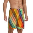 thumbnail image 2 of Balery Abstract Watercolors Tartan Pantalones cortos de pijama de punto de algodón para hombre con cinturilla y bolsillos-Medium, 2 of 6