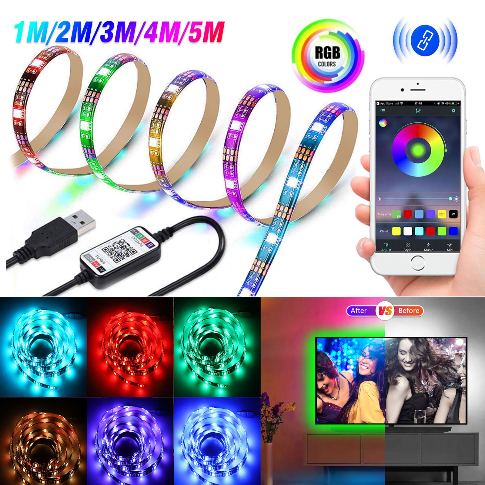 Dream LED Strip Lights RGBIC 5050 Bluetooth Music Bar TV Room Lights 32FT 1M-10M 