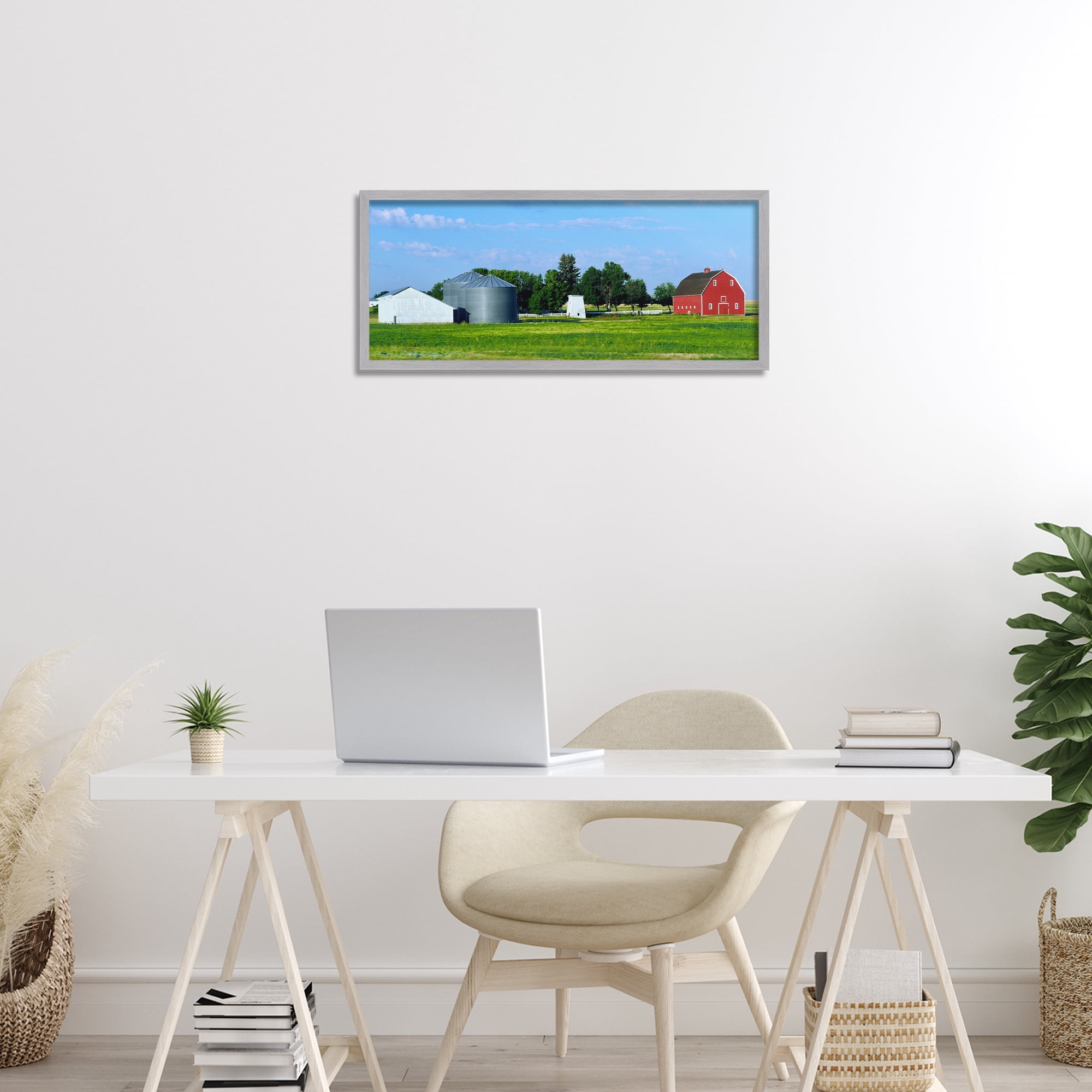 Stupell Industries Barn with Silo Gray Framed Giclee Art, design by Gail Peck