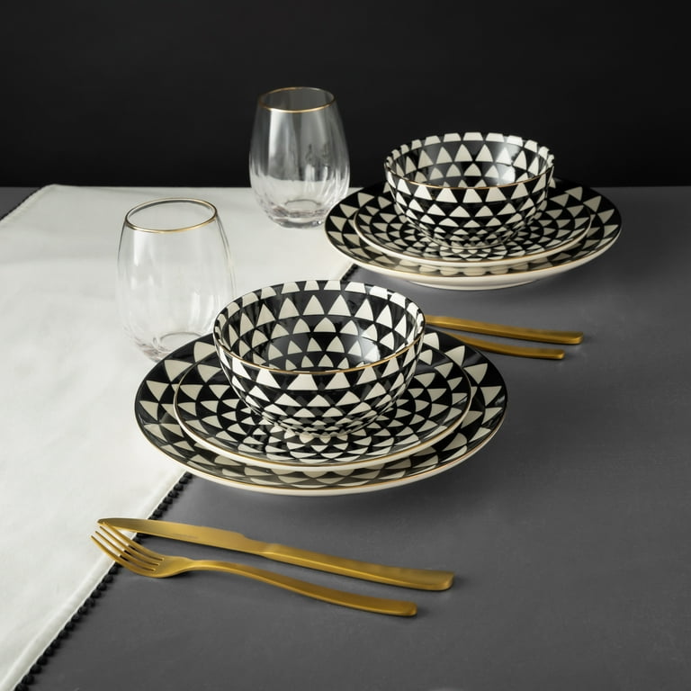 Thyme & Table Medallion Black and White Ceramic Salad Plate with