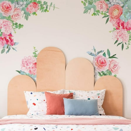Pink Roses Flowers Wall Stickers Peel and Stick Wall Decals Removable Vinyl Wall Sticker for Living Room Bedroom Home Wall Corner Decoration Indoor Wall Art Decor