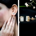 thumbnail image 3 of Rosec Jewels Certified Moissanite Solitaire Stud Earrings for Women - 6X8 mm - D-VS1 Quality - with Screw Back - Ready to Gift, 14K Yellow Gold, 3 of 7