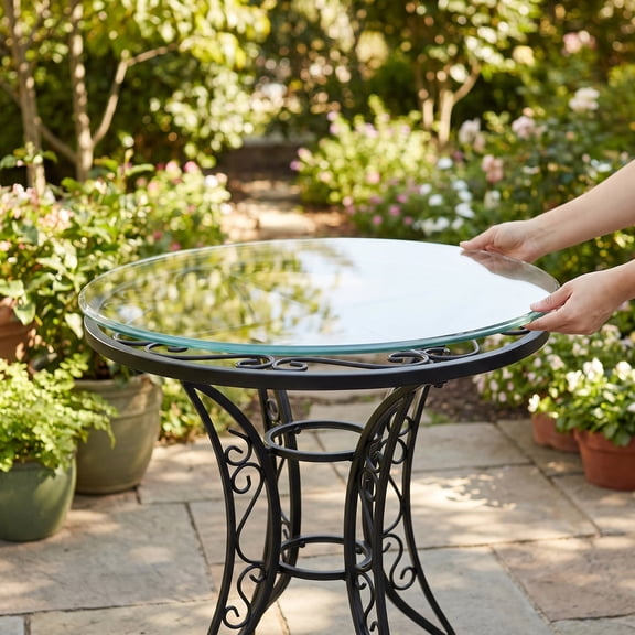 Uonlytech Tempered Round Glass Table Top Replacement for Dining Coffee Patio and End Tables