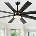 thumbnail image 3 of DWVO 60in Black Ceiling Fan with Light and Remote, Modern Fan Light With 8 Blades,6 Speeds - Black & Gold, 3 of 14