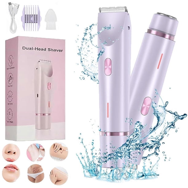 Glow Aura Womens Shaver, IPX7 2 in 1 Electric Lady Shaver Bikini Trimmer (Purple)