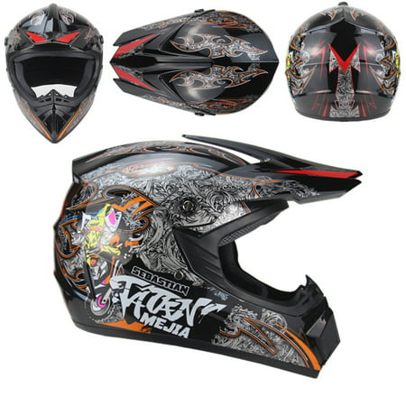 Motorcycle Adult Motocross Off Road Helmet ATV Dirt Bike MTB DH Racing Helmet Black 4 (goggles + red gloves + mask)