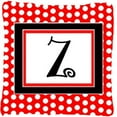 thumbnail image 1 of Carolines Treasures CJ1012-ZPW1414 Monogramme - Initiale Z Pois Rouges et Noirs Coussin Décoratif en Tissu pour Intérieur et Extérieur - 14 x 14 Po, 1 of 4