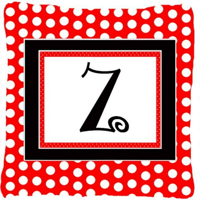 Carolines Treasures CJ1012-ZPW1414 Monogramme - Initiale Z Pois Rouges et Noirs Coussin Décoratif en Tissu pour Intérieur et Extérieur - 14 x 14 Po