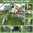 thumbnail image 5 of Large Outdoor Cat House with Planter Stand, Wooden Cat Enclosure with Resting Boxes and Hanging Bridge, Walk-in Catio Cage with Waterproof Cover, Gray,Ships 2 Pkgs, 5 of 9