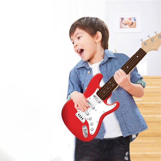 Guitarra de juguete para niños, instrumento musical de 4 cuerdas para niños y niñas, instrumento electrónico portátil, instrumento musical de guitarra para principiantes.