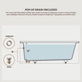 thumbnail image 6 of 60 Inch Acrylic Rectangular Alcove Soaking Bathtub, Rectangle 60-Inch x 30-Inch Alcove Bath with Integral Apron, Integral Flange and Left Hand Drain, White,Chrome Pop-Up Drain, 6 of 8