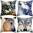 thumbnail image 3 of PENGXIANG Wolf Print Soft Peach Skin Throw Pillow Cover Case Cushion Home Sofa Car Decor, 3 of 9