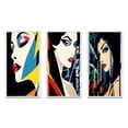 thumbnail image 2 of Designart "Pop Art Retro Portrait of a Woman VI" Woman Pop Art Framed Wall Art Set Of 3 - White Glam Frame Canvas Set For Living Room Decor, 2 of 6