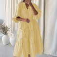 thumbnail image 1 of Robes pour Femmes 2024 Été Surdimensionné Décontracté Manches Courtes Col en V Imprimé Mi-Mollet Robe 50 % de Réduction Liquidation!, 1 of 6