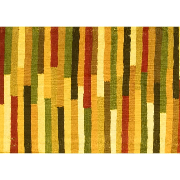 Ahgly Company Indoor Rectangle Abstract Yellow Contemporary Area Rugs, 5' x 7'
