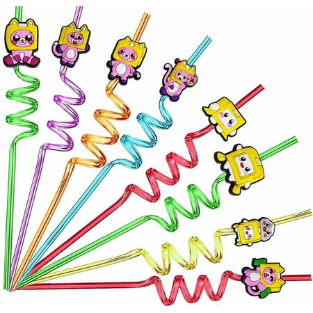 

Lanky Drinking Straws Party Favors Reusable Plastic Beverages Birthday Supplies Decoration 8pcs
