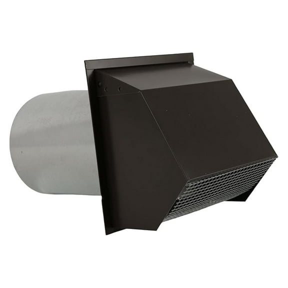Hooded Wall Vent with Screen and Damper (8 Inch, Brown)