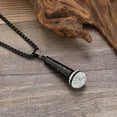 thumbnail image 2 of PAMTIER Men Stainless Steel Hip Hop Punk Rock Crystal Micro-Pave Iced Out Round Zircon Inlay Music Microphone Pendant Necklace Black Free Chain, 2 of 7